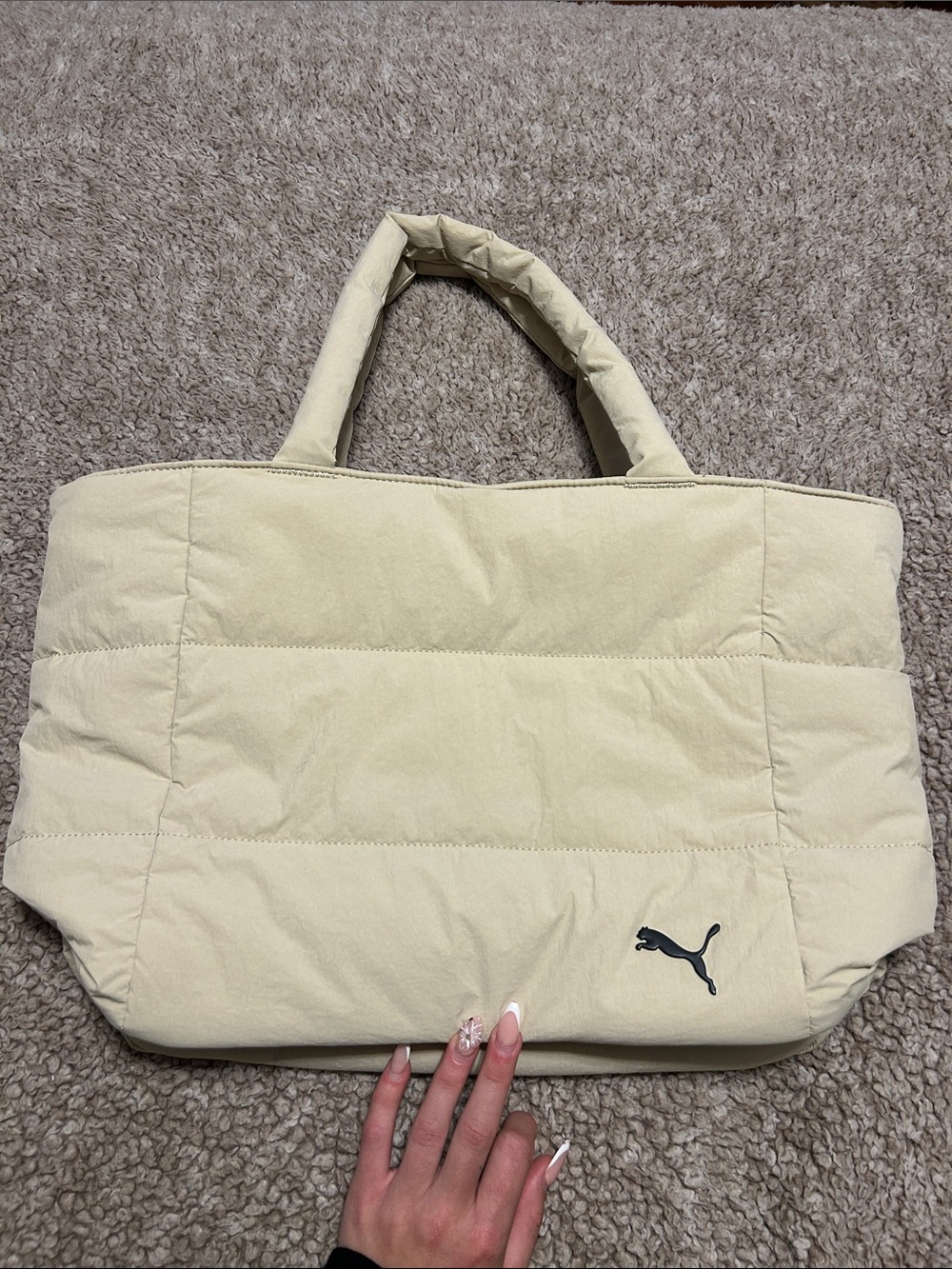 Puma Light Cream Quilted Tote